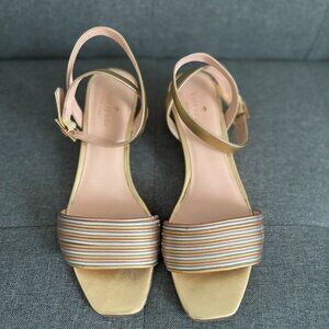 Kate Spade Block Heel Gold and Silver Leather Sandals